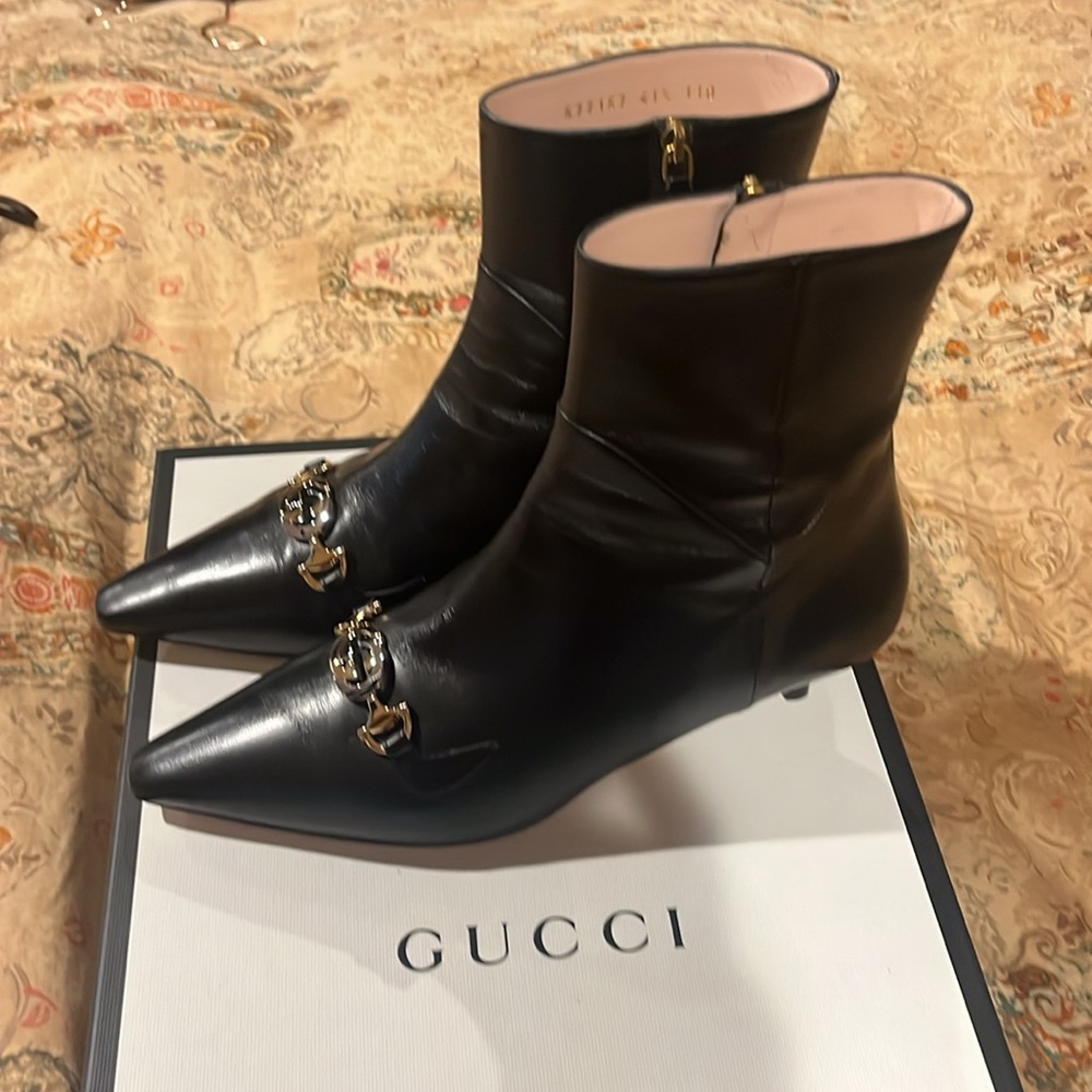 Gucci Kitten heel ankle boots Black womens 41-1/2 almost new!!!! authentic - Picture 10 of 10